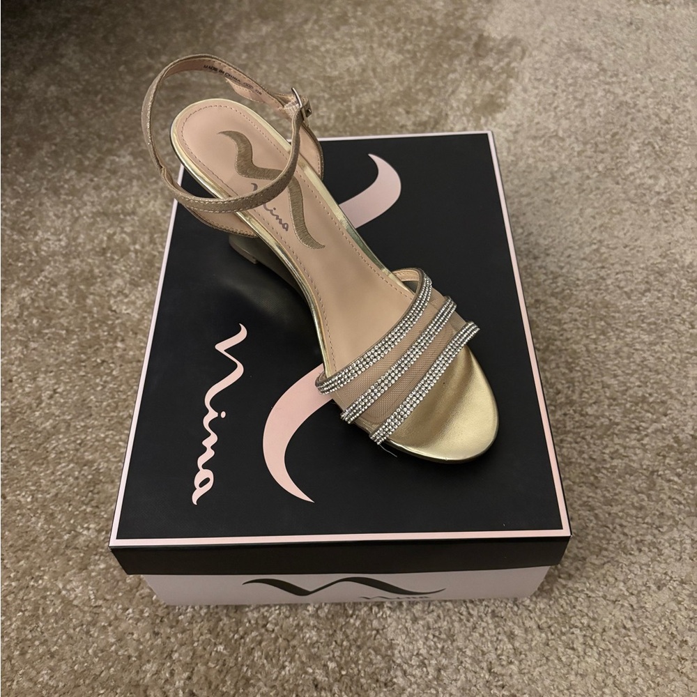 Nina Elegant Gold Strappy Heels